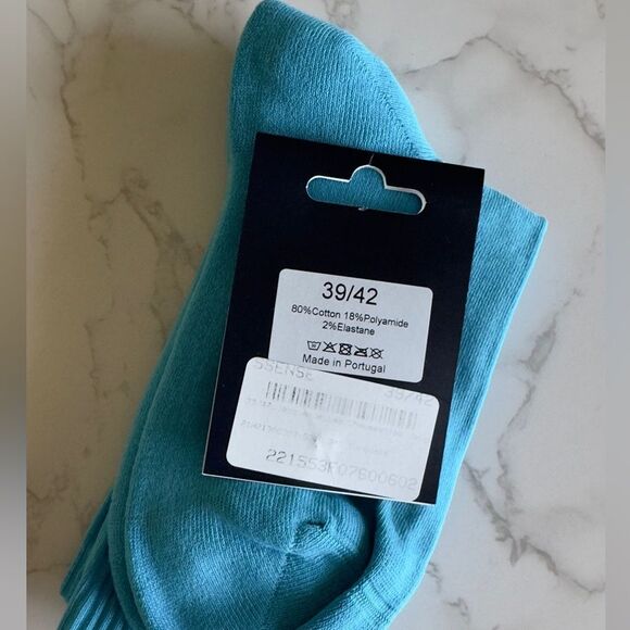 ⭕️ JACQUEMUS Logo Knit Socks Turquoise 39 Large Designer - Picture 2 of 6